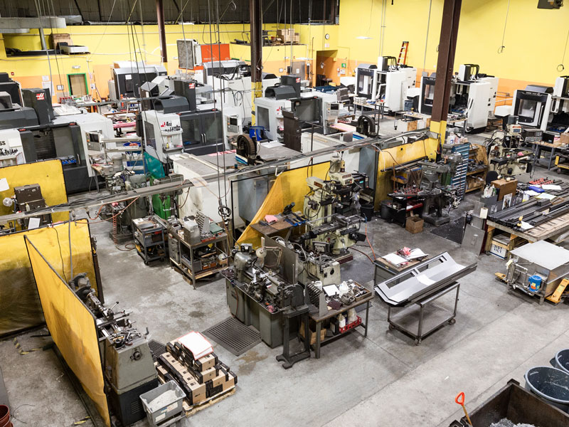birds eye view of the Excell Solutions machine shop floor near New York, New York
